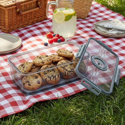 Cookie Jar with Airtight Lid,Bread Box for Kitchen Countertop,Time Recording Bread Storage Container, BPA-Free Plastic Containers for Cookies, Homemade Bread, Toast, Bagel, Donut