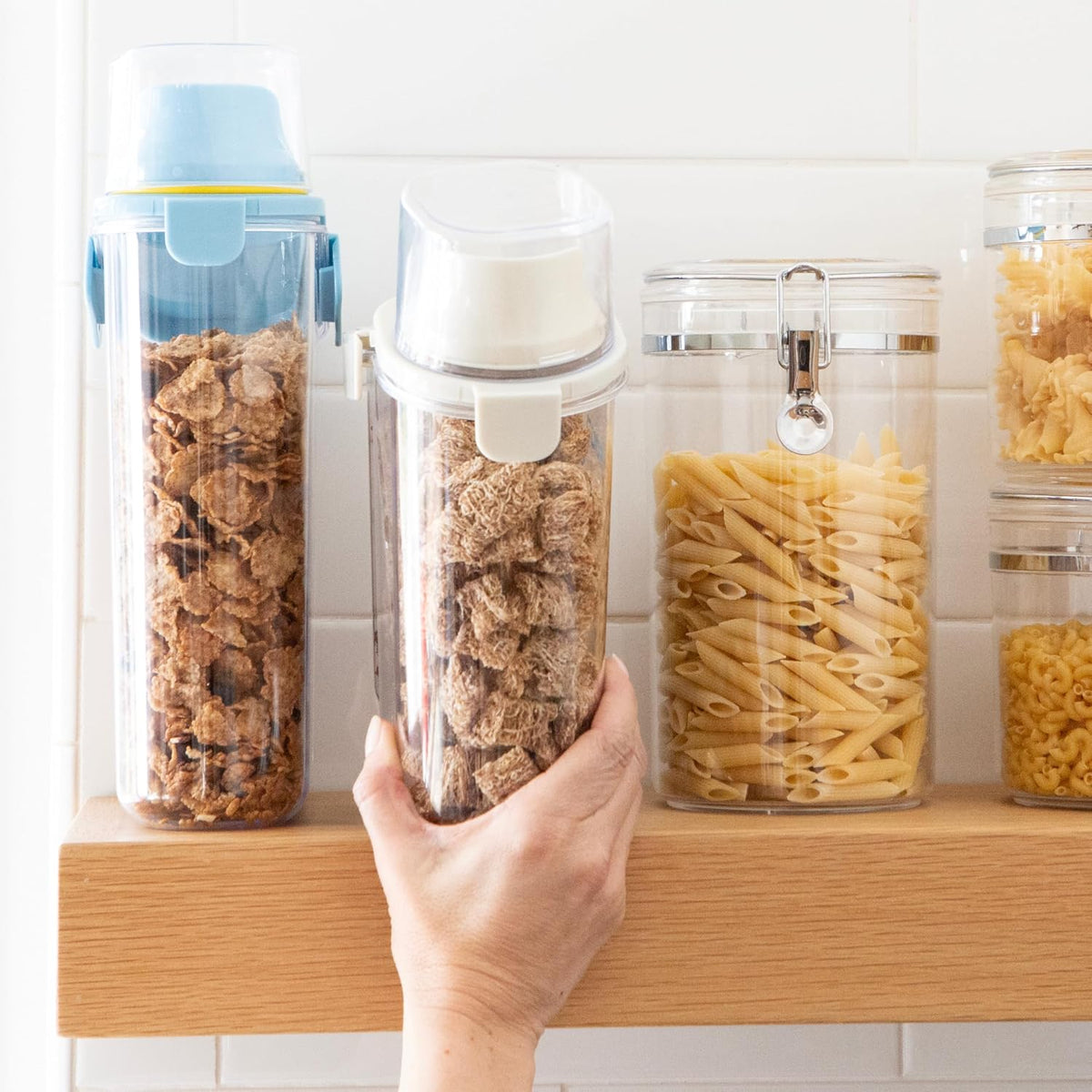 Oggi Easi Pour Airtight Food Storage Containers - Cereal Containers Storage, Rice Dispenser, Cereal Dispenser, Snack Storage Containers, Pasta Containers Storage, Containers with Lids - 60oz / 1.8lt