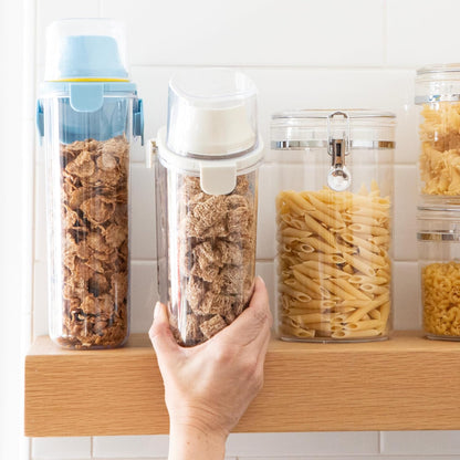 Oggi Easi Pour Airtight Food Storage Containers - Cereal Containers Storage, Rice Dispenser, Cereal Dispenser, Snack Storage Containers, Pasta Containers Storage, Containers with Lids - 60oz / 1.8lt