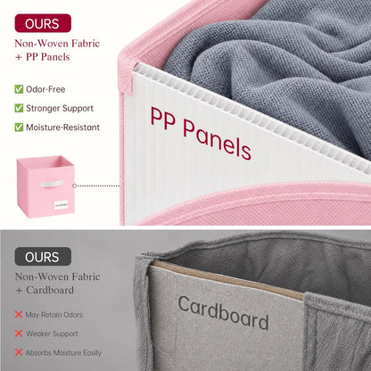 Storage Cubes, 11 Inch Fabric Storage Cubes Organizer Bins with Labels, Odor-Free & Sturdy PP Structure, Cubby Baskets for Closet, Shelves, Toys & Nursery (Beige)