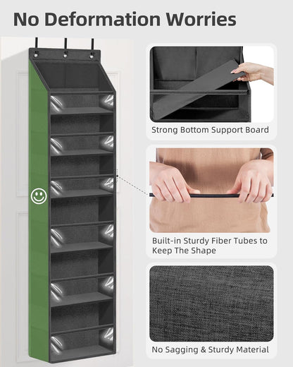 STORAGE MANIAC Over the Door Organizer Large Capacity Hanging Organizer, Clear Deep Pockets Behind Door Closet Organizer and Storage for Nursery, Bathroom, Bedroom, Pantry, 1 Pack Grey