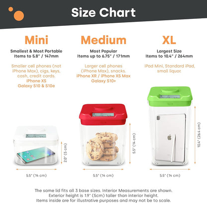 Kitchen Safe Time Locking Container, Phone Jail, Medication Lock Box, Break Bad Habits, Quit Smoking, Stop Snacking, Gaming Addiction, Family Time (XL, White Lid + 12.3” White Base)