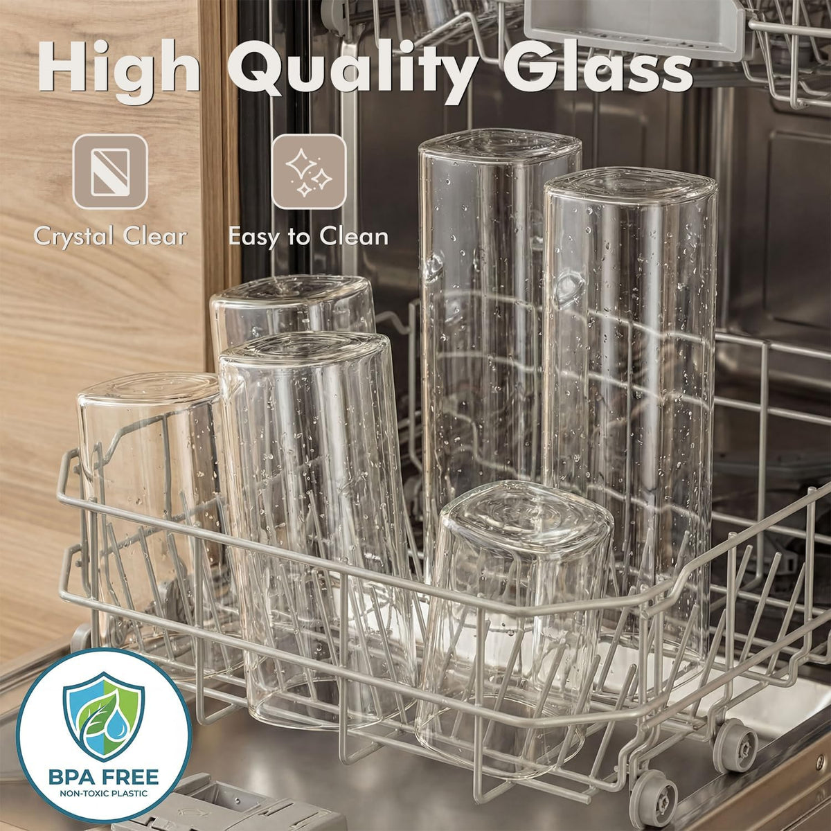 3-Pack 2.2Qt Square Glass Spaghetti Jars with Bamboo Lids, Tall Food Storage Containers for Pantry Organization, Elegant Kitchen Storage Canister for Pasta, Penne, Macaroni, Lasagna, Fusilli