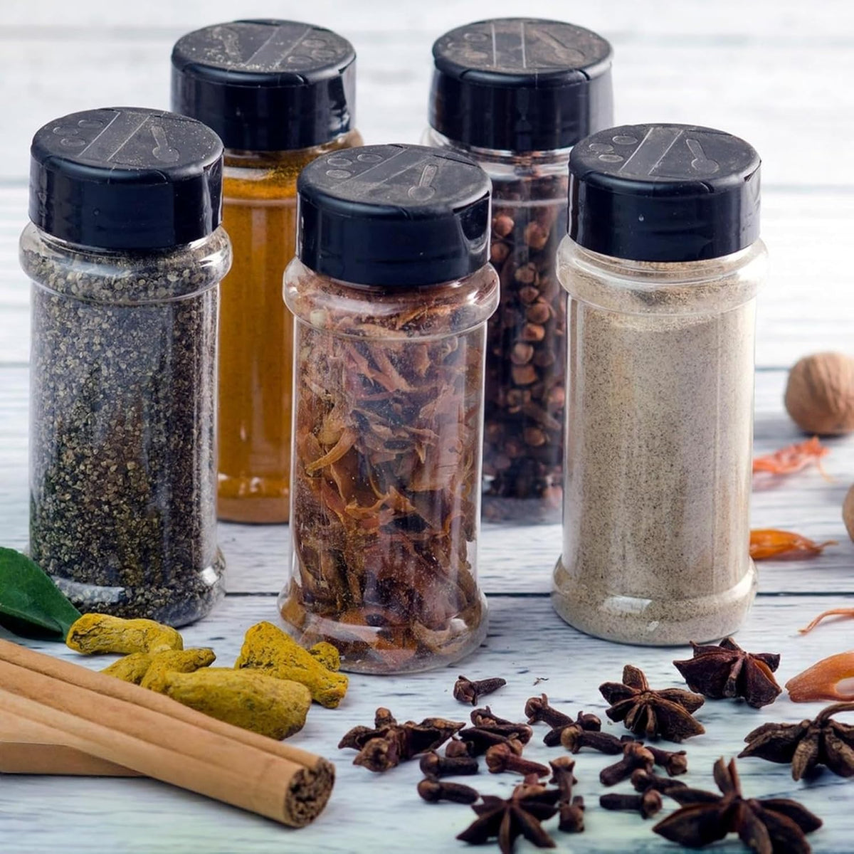 TUZAZO 16 Oz Spice Bottles Plastic Seasoning Containers, 6 PACK Large Plastic Spice Jars with Shaker Lids Empty for Spice & Herbs, Powders, Glitters, BPA Free | Wide Mouth | Dual Flip Tops