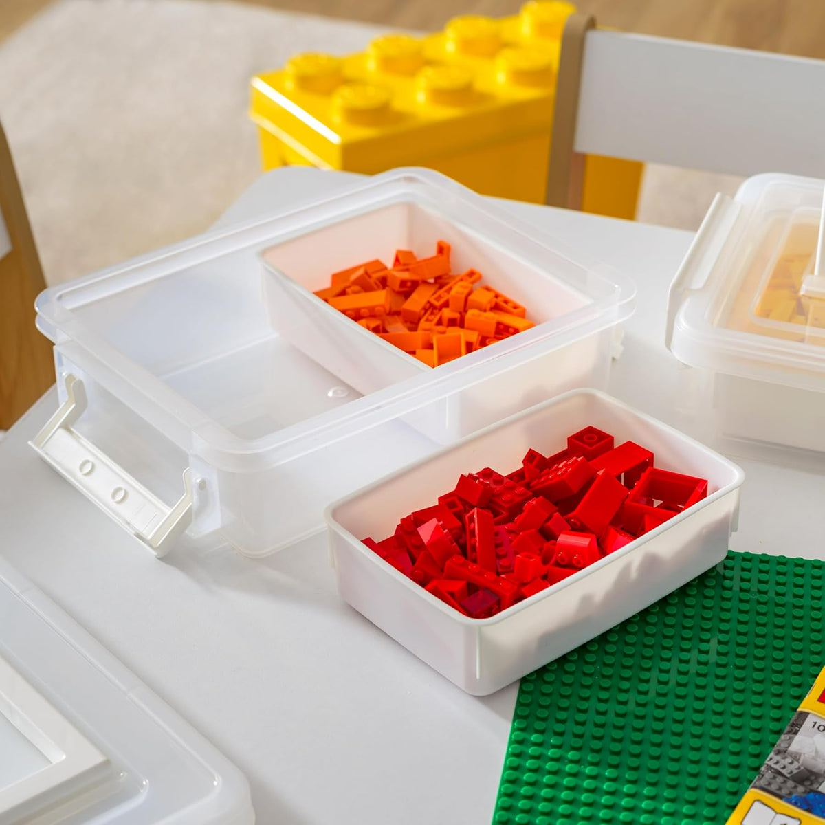 IRIS USA 6 Qt. Plastic Craft Storage Container Bins with Lids, Small Art & Office Supply Organizer Tote, Sensory Bins & Boxes for Home & University, Stackable, Secure Latch Buckles, Clear