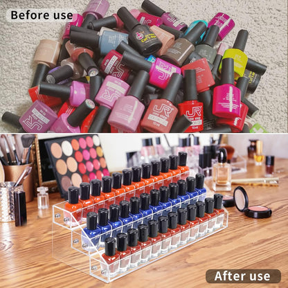 BTremary Clear Nail Polish Paint Organizer Holder Rack Shelf 6 Tier Acrylic Tattoo Ink Essential Oil Display Stand Holds Up to 48-96 Bottles for Table (Fit 1-2oz Bottles)