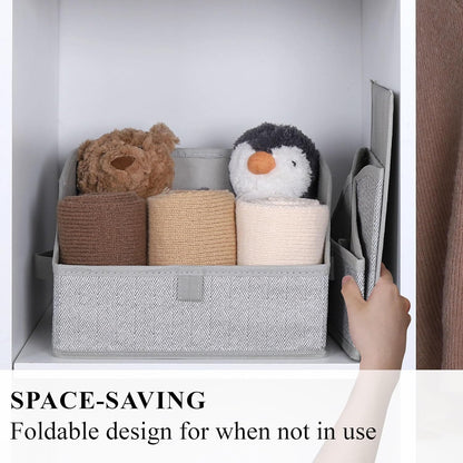 WUIKE Closet Organizers and Storage, Trapezoid Storage Bins, Fabric Closet Bins with Handles, Foldable Storage Baskets for Clothes, Purse, Blanket, Herringbone Gray, Extra Large