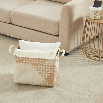 BROWNLILY Handwoven Clothes Basket Laundry Hampers Large Wicker Storage Baskets for Shelves Blankets Closet Storage Bins Car Bedroom Bathroom Organizers and Storage Bath (Pack of 4, Brown)