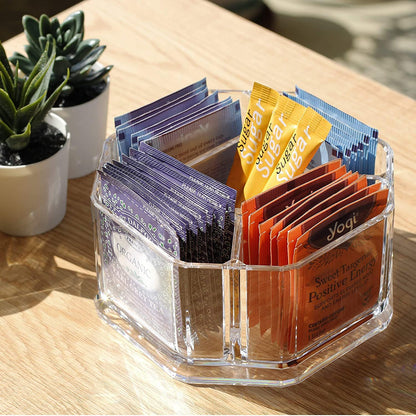 Clear Acrylic Two Lattices Tea Bags Holder Coffee Sugar Bag Case Guest Room Storage Boxes YTBH-001