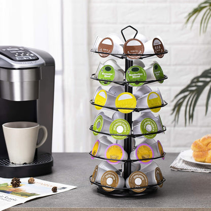 FlagShip K cup Holder Carousel 3 Tier for Keurig Pod Holder Metal DIY Install Small for K-cup Storage Stand 21 K Pod Storage