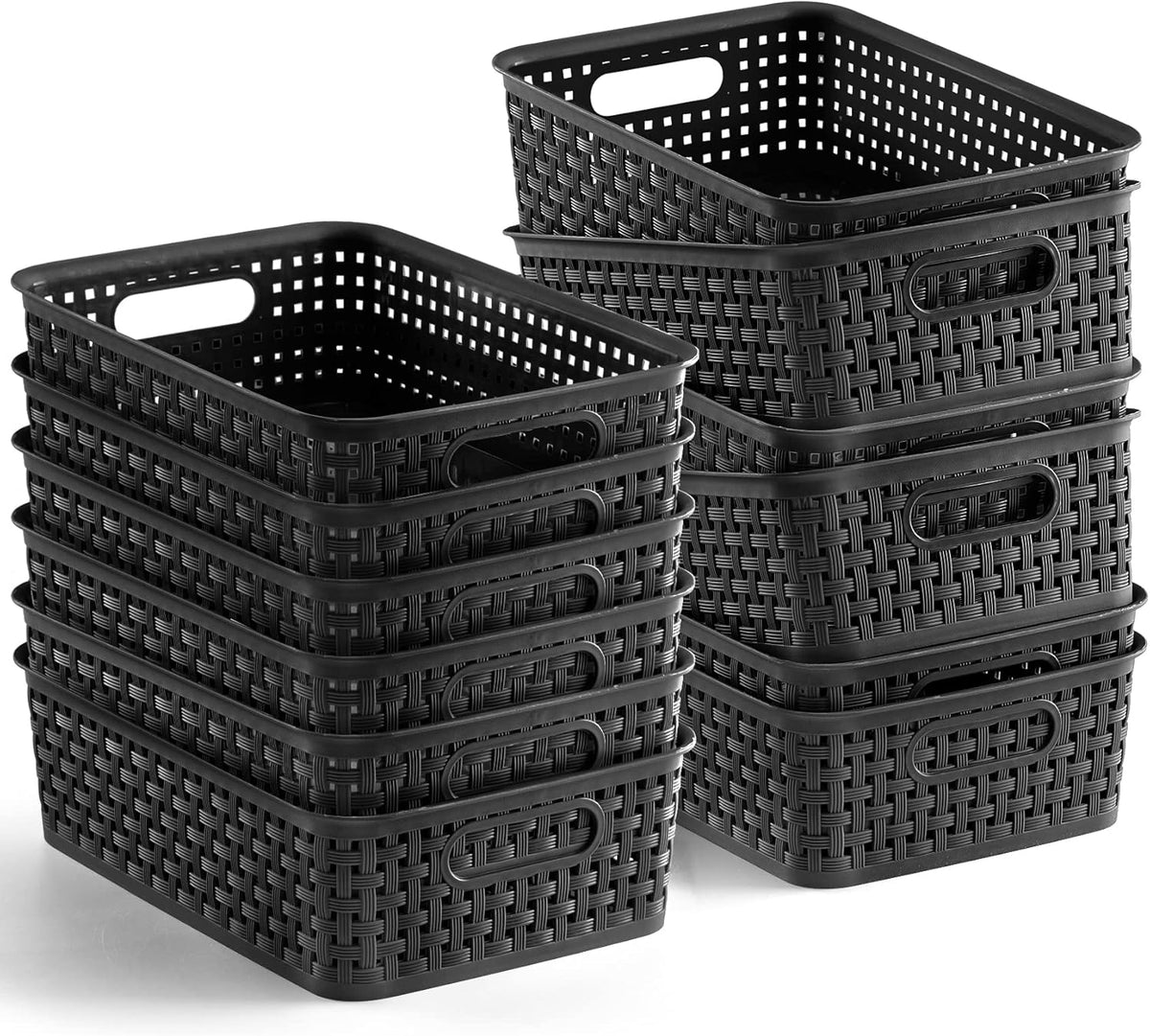 [ 12 Pack ] Plastic Storage Baskets - Small Pantry Organization and Storage Bins - Household Organizers for Laundry Room, Bathrooms, Bedrooms, Kitchens, Cabinets, Countertops, Under Sink or On Shelve