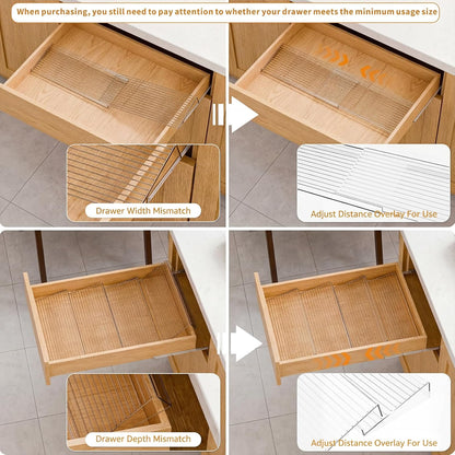 LETGO 8 Pack Adjustable Spice Rack for Drawer- Expandable From 11" to 22" Expandable Spice Drawer Organizer 4 Tiers Acrylic Seasoning Organizer Rack,Clear Spice Rack Tray for Spices,Condiment (8)