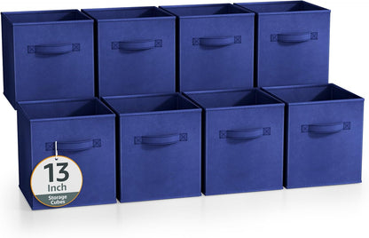 Sorbus Fabric Storage Cubes - 8 Foldable Storage Bins for Organizing Pantry, Cubbies, Toy Box - Clothes Storage & Closet Organizer - 11 Inch Collapsible Cube Baskets for Shelves with Handle