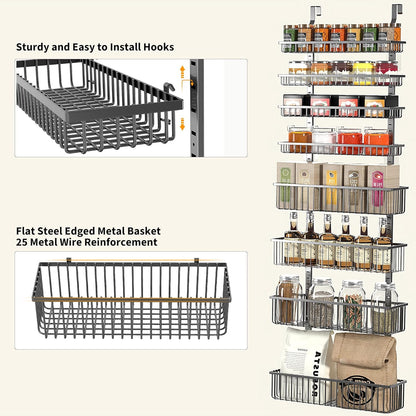 Moforoco White Over The Door Pantry Organizer, Pantry Organization and Storage, Metal Hanging Spice Rack Shelves Door, Seasoning Shelves, Laundry Room Organization, House and Kitchen Essentials