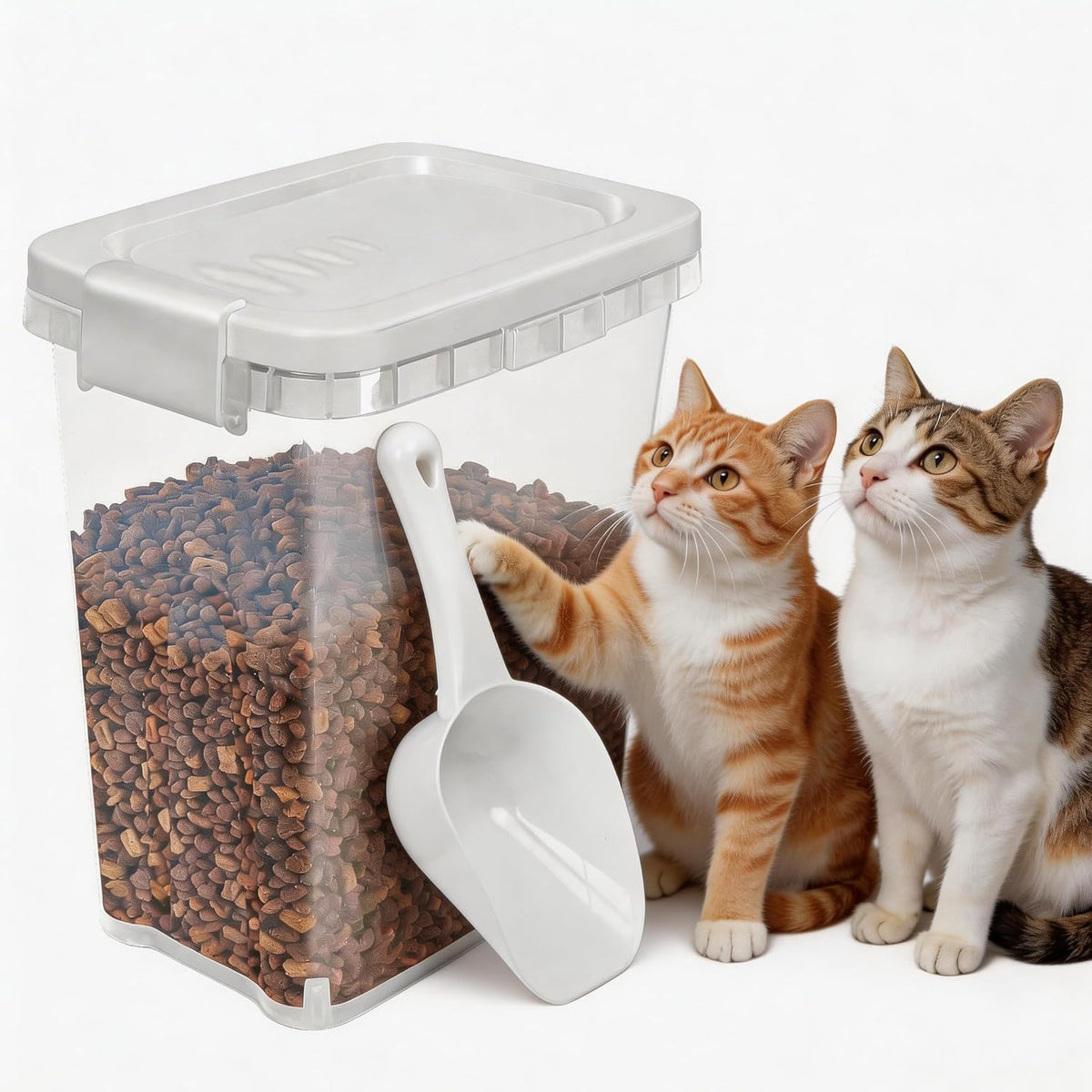 5-10 Lbs Cat Food Storage Container with Scoop - Airtight Dog Food Container - Buckle-Lock Pet Food Container for Dog, Cat, Bird Seed, Chicken, Dry Food Storage Bin Container for Rice, Cereal, Flour