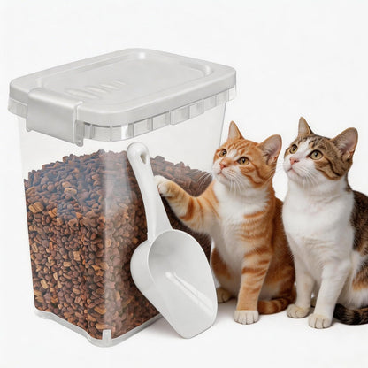5-10 Lbs Cat Food Storage Container with Scoop - Airtight Dog Food Container - Buckle-Lock Pet Food Container for Dog, Cat, Bird Seed, Chicken, Dry Food Storage Bin Container for Rice, Cereal, Flour
