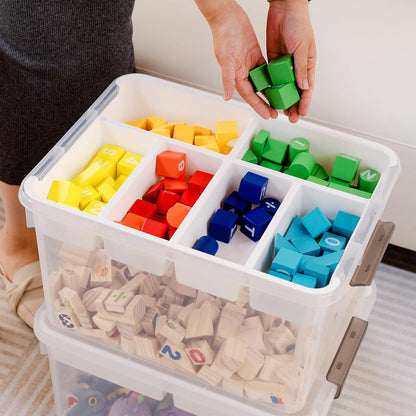 Citylife 17 QT Plastic Storage Box with Removable Tray Craft Organizers and Storage Clear Storage Container for Organizing Bead, Tool, Sewing, Playdoh