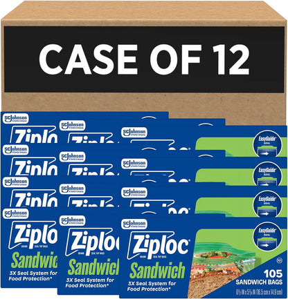 Ziploc Sandwich and Snack Bags with EasyGuide Texture, Plastic Storage Bags with Grip 'n Seal Technology, 270 Bags Total