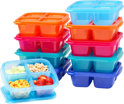 Bentgo Easyboxes 4-Compartment Snack Containers - 8-Piece Set with 4 Trays & 4 Custom-Fit Lids to Seal in Freshness - Reusable Food Storage & Meal Prep Bento BPA-Free Containers (Brights 4-Pack)