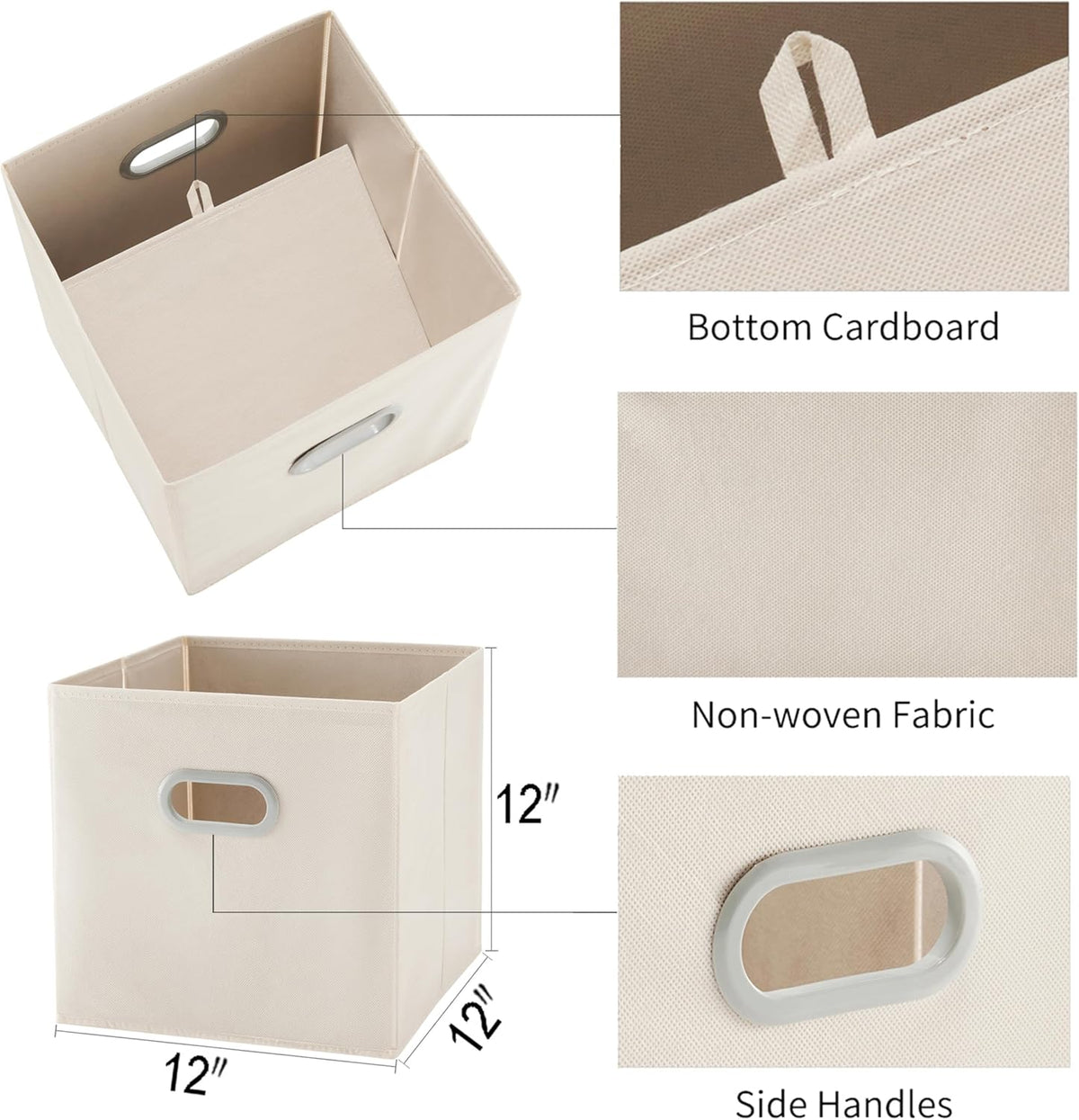 MAX Houser Fabric Storage Bins Cubes Baskets Containers with Dual Plastic Handles for Home Closet Bedroom Drawers Organizers, Flodable, Blue, Set of 4