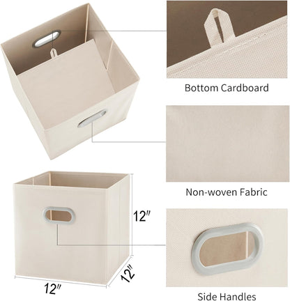 MAX Houser Fabric Storage Bins Cubes Baskets Containers with Dual Plastic Handles for Home Closet Bedroom Drawers Organizers, Flodable, Blue, Set of 4