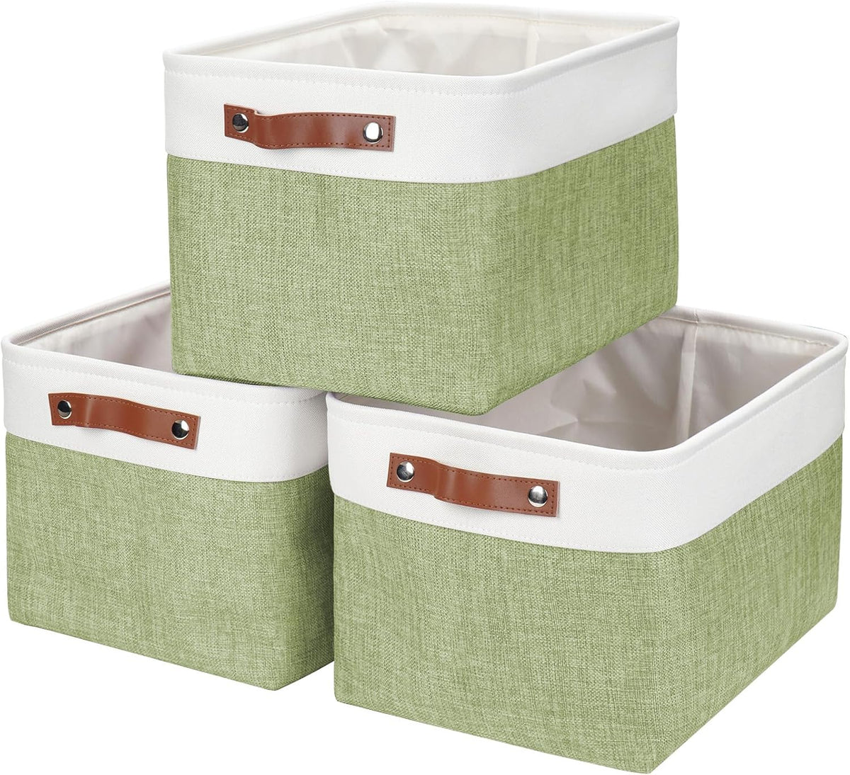 Bagnizer Large Fabric Storage Baskets | 50L Storage Bins, Decorative Linen Closet Baskets with Handles for Organizing, Shelf, Toys, Clothes, Home, Office, Nursery, 17x12x15Inches (Grey&White)