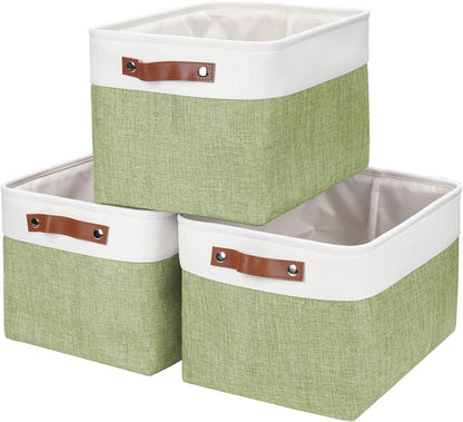 Bagnizer Large Fabric Storage Baskets | 50L Storage Bins, Decorative Linen Closet Baskets with Handles for Organizing, Shelf, Toys, Clothes, Home, Office, Nursery, 17x12x15Inches (Grey&White)