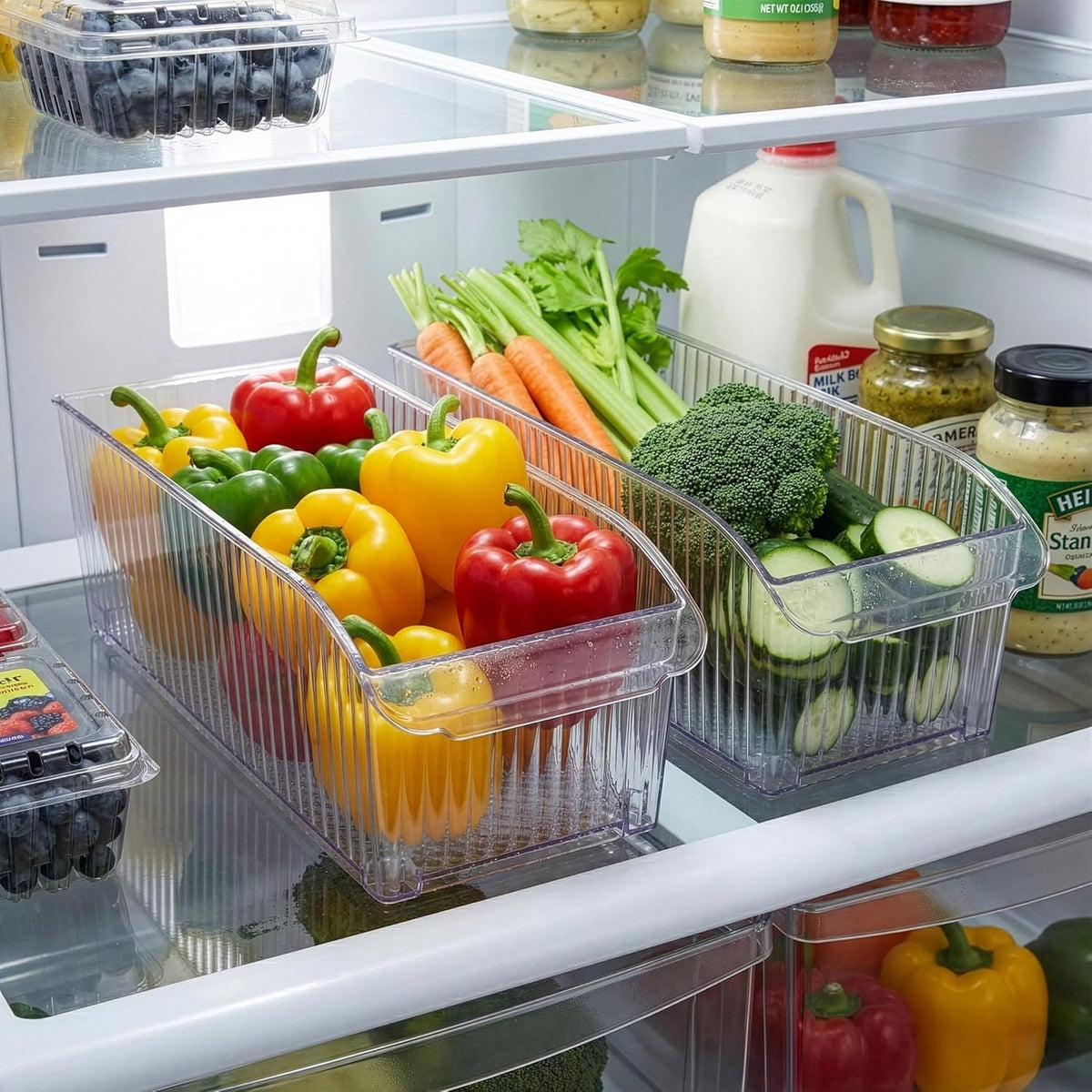BINO | Plastic Storage Bins with Wheels, X-Large | THE ROLLER COLLECTION | Clear Storage Bins for Organization | Clear Containers for Pantry Fridge & Freezer Organizer Bin Cabinet & Pantry Organizers
