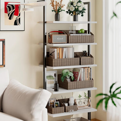 Rattan Storage Baskets, Handwoven Wicker Storage Bins with Built-in Handles, Storage Container Baskets for Shelves, Bedroom, Bathroom, Laundry Room or Kitchen(Natural)