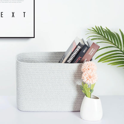 MINTWOOD Design 3-Pack Decorative Woven Storage Baskets for Shelves, Cube Bin Box for Organizing Books, Shoes, Dog Toys, Pantry Closet and Living Room Organizer, Oatmeal Brown
