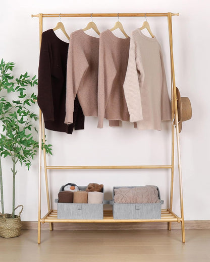 WUIKE Closet Organizers and Storage, Trapezoid Storage Bins, Fabric Closet Bins with Handles, Foldable Storage Baskets for Clothes, Purse, Blanket, Herringbone Gray, Extra Large