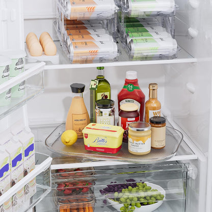 LAMU Lazy Susan Organizer 14.56''x11'' for Refrigerator Organizers and Storage Fridge Organization, Turntable Condiment Organizer for Kitchen, Table Top, Cabinet, Pantry, Countertop