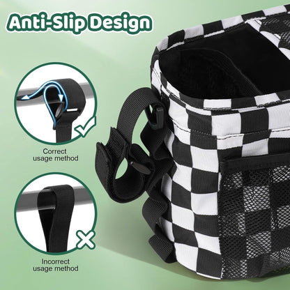 Guiseapue Universal Stroller Organizer with Cup Holder: Baby Essentials, Stroller Caddy Accessories with Detachable Phone Bag, Non-Slip Straps, Fits for Uppababy, Baby Jogger, New Moms Baby Gifts