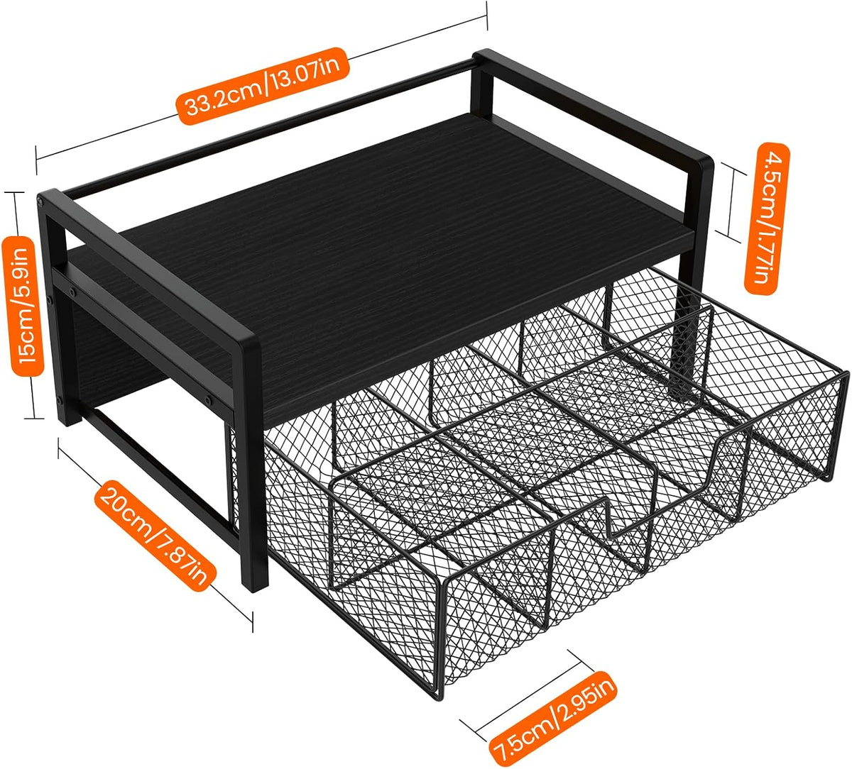 Homode Tea Bag Organizer, Wood Tea Organizers and Storage Chest, Teabag Holder with Storage Drawer,Tea Station Chest Display Container Box for Countertop Kitchen, Rustic Brown