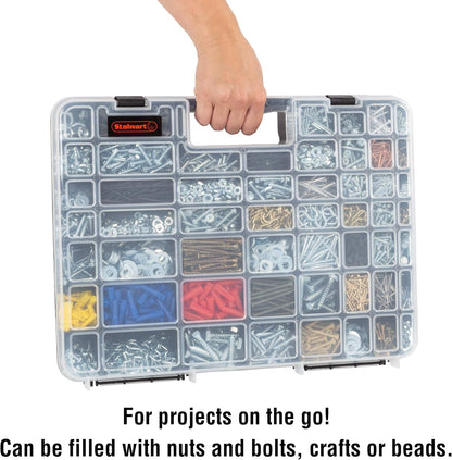 Stalwart - 75-ST6073 Portable Storage Case with Secure Locks and 55 Small Bin Compartments for Hardware, Screws, Bolts, Nuts, Nails, Beads, Jewelry and More by Black