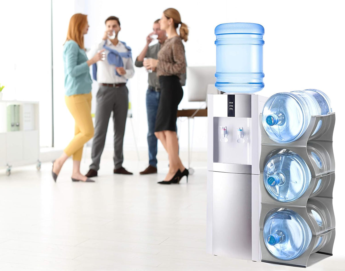 Bariboo Stackable Water Bottle Storage Rack Best Water Jugs 5 Gallon Organizer. Jug Holder for Kitchen, Cabinet and Office Organizing. Reinforced Polypropylene (Silver, 4 No Shelf)