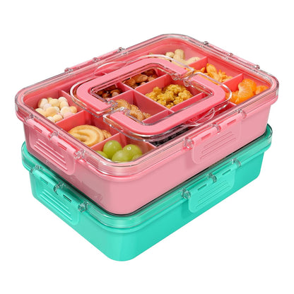 Xyptorix Snack Box Container for Kids - Adjustable 12-Compartment Snack Containers, Reusable Bento Box, Dishwasher Safe, BPA-Free, Perfect for School, Travel, Camping & Picnic, Ivory White