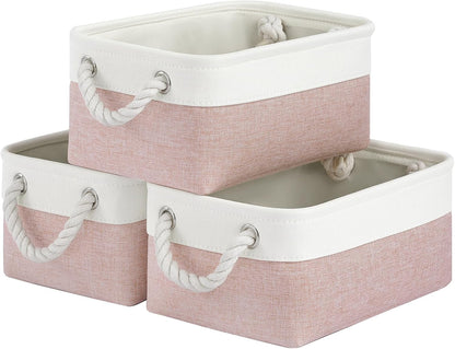 Large Storage Baskets- 15.7x11.8x8.26 inch Storage Bins for Shelves and Closet Organizing, Foldable Fabric Bin for Home Organization Clothes and Laundry (3-Pack, White&Khaki)