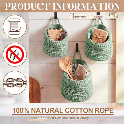 Honeydak Boho Decor Hanging Wall Baskets for Kitchen 3 Pack Teardrop Baskets with Hooks Storage Fruit Onion Vegetable Potato for Home 3 Sizes(Linen,Teardrop,Jute)