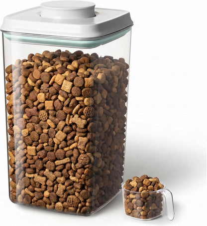 Dog-Cat Food Storage Container 45 lb/48 Qt, Large Stainless Steel Pet Food Bin with Airtight Lid & Scoop Included, Durable 304 Metal Storage for Dogs & Cats