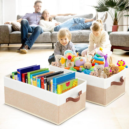 Large Capacity Storage Bins Closet Organizer for Shelves, Fabric Closet Storage Baskets Boxes with Leather Handles for Organizing Clothes, Sheets, Jeans, Toys, Books (Grey)