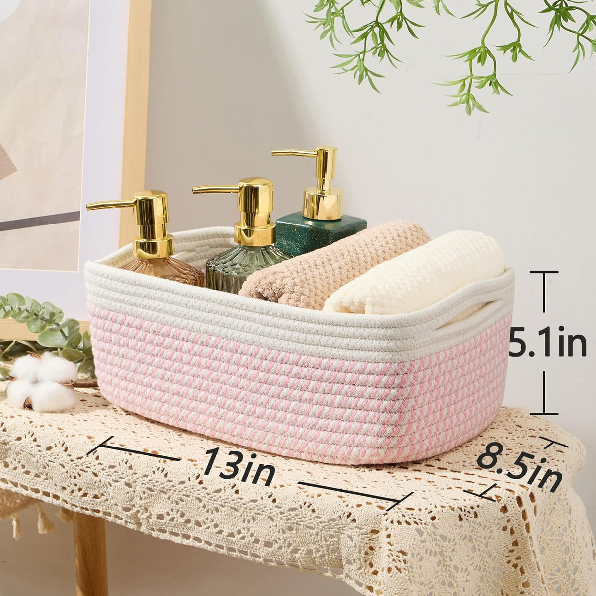 MiniArk Small Storage Baskets for Organizing | Closet Organizer Bins | Shelf Toy Basket | Woven Rope Baskets | Cube Decorative Box | Shallow Basket | L11.5xW7.5xH4.7| Brown