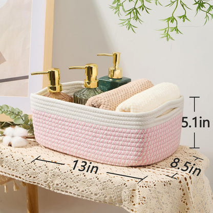 MiniArk Small Storage Baskets for Organizing | Closet Organizer Bins | Shelf Toy Basket | Woven Rope Baskets | Cube Decorative Box | Shallow Basket | L11.5xW7.5xH4.7| Brown