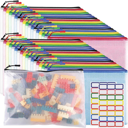 YOPCDJ Mesh Zipper Pouch Bags A4 Zipper Bags for Classroom Organization, Waterproof Document Zipper Pouches for Cosmetics, Travel Storage File Bags for Office Supplie