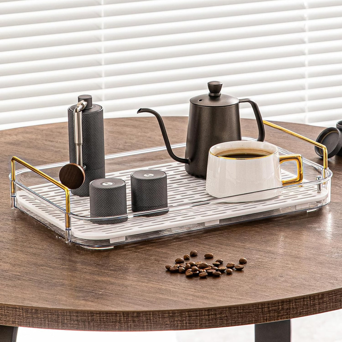 Seoneiro Whiskey Tray, Glass Cup Rack, Mug Holder, Coffee Cup Organizer, Bathroom Countertop Organizer with Drain Board Wine Glass Decorative, Food Tray, Kitchen Spice Rack