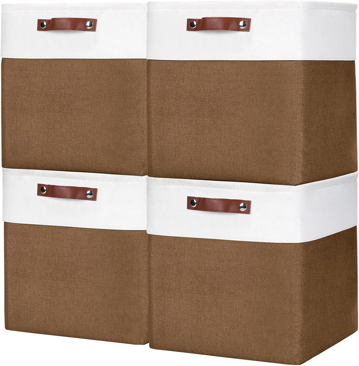 Bagnizer Large Fabric Storage Baskets | 50L Storage Bins, Decorative Linen Closet Baskets with Handles for Organizing, Shelf, Toys, Clothes, Home, Office, Nursery, 17x12x15Inches (Grey&White)