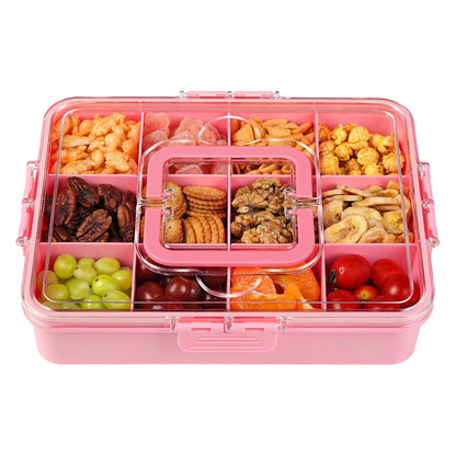 Xyptorix Snack Box Container for Kids - Adjustable 12-Compartment Snack Containers, Reusable Bento Box, Dishwasher Safe, BPA-Free, Perfect for School, Travel, Camping & Picnic, Ivory White