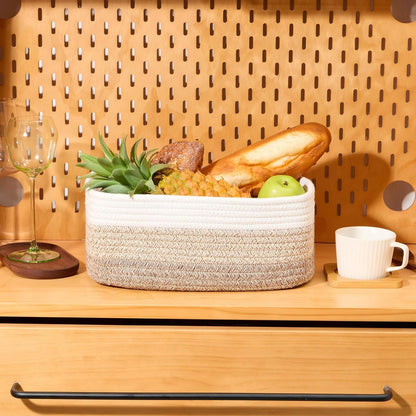 MiniArk Small Storage Baskets for Organizing | Closet Organizer Bins | Shelf Toy Basket | Woven Rope Baskets | Cube Decorative Box | Shallow Basket | L11.5xW7.5xH4.7| Brown