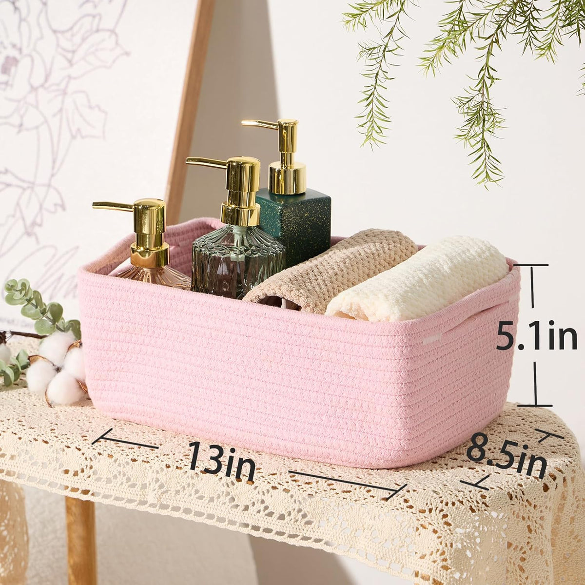 MiniArk Small Storage Baskets for Organizing | Closet Organizer Bins | Shelf Toy Basket | Woven Rope Baskets | Cube Decorative Box | Shallow Basket | L11.5xW7.5xH4.7| Brown