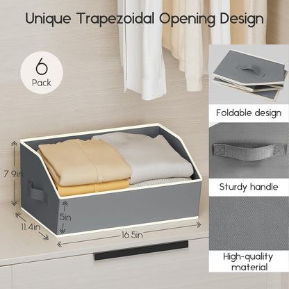 Homsorout Large Closet Organizers and Storage Bins - Trapezoid Storage Baskets for Shelves, Foldable Fabric Baskets with Handles Ideal for Closet, Basket, Wardrobe and Shelf Storage, Beige